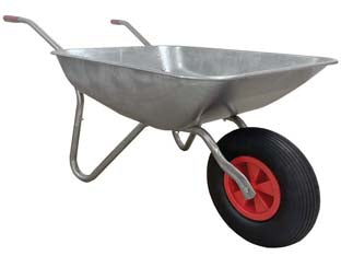 Carriola zincata koln per agricoltura lt.65 - telaio zincato mm.25x1, vasca zincata mm.0,5, ruota pneumatica 4.00-6, diametro mm.300, cerchione plastica, assale mm.200, fo...