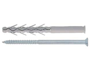 Tassello in nylon prolungato ad elevata espansione con vite tup4 - ø mm.10x200 vite ømm.7x205 spes.fissaggio mm.130 - tassello in nylon prolungato ad elevata espansione colore grigio fornito di vite impronta Pozidrive in acciaio classe 5.8 zin...