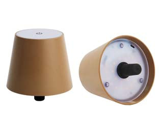 Lampada da tavolo a led ricaricabile a tappo bronzo - mm.105x90h. - utilizzabile con una bottiglia vuota, materiale in acciaio, ABS, PS, 3,2W, 130 lumen, temperatura 3000K, led 27+4, batteria 1...