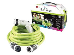 Tubo estensibile ikon con raccordi e lancia - 12-13/25 - lime - in TPE, tubo da giardino a sei strati , non si attorciglia e non si intreccia mai, si estente e si ritrae da solo, compatto, ...