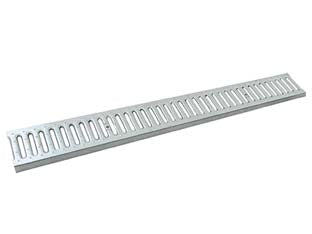 Griglia zincata per canaletta in polipropilene da cm.100x13 - cm.100x13x2,1h. - stampata zincata, da utilizzare con canaletta in polipropilene ns codici: 453493 e 453509, CE 0407 EN 1433, Classe di carico ...