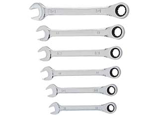 Chiave combinata a cricchetto fissa serie pz.6 cr-v - in serie da pz.6 da 8x8 a 19x19 - materiale CR-V, cricchetto 72 denti, testa fissa