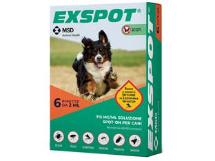 Exspot antiparassitario soluzione ml.2 - ml.2 specifico per cani confezione 6 pipette - a base di permetrina, attivo contro pulci, zecche e pidocchi, repellente per zanzare, pappataci (o flebotomi) e mosche, riduc...