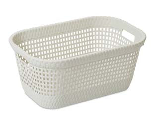 Cesta portapanni laundry basket lt.45 colore bianco art.438 - cm.60x40x26h. - in plastica con effetto rattan