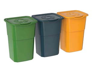 Kit 3 pattumiere eco3 per raccolta differenziata lt.50 art.429 - pattumiera a 3 contenitori separati (cm.39x36x54h.) con coperchio colorato verde, blu, giallo per raccolta differenziata, cap...