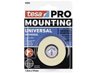 Nastro biadesivo mounting pro universale 66958 - mm.19h. in rotoli da mt.5 - in blister, adesivo forte colore bianco per il fissaggio di oggetti leggeri, garantisce una tenuta di lunga durata ed un fiss...