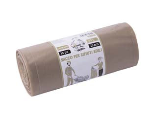 Sacco calcinacci ldpe - colore ambra cm.40x70 lt.35 gr.57/62 rt da pz.15 - ultra resistenti, in LDPE rigenerato, 120my