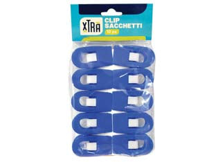 Clip per sacchetti - confezione da 4 pz. - PP+POM, cm.4,7, colori bianco e blu