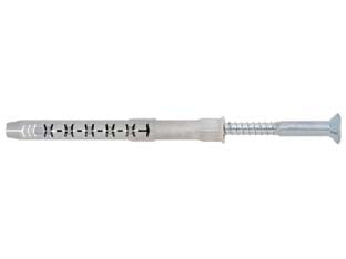 Tassello prolungato premontato in nylon con vite zincata bianca fm-x5 - ø mm.10x100 vite T40ø mm.7x105 spes.fissag.mm.30 - tassello prolungato per serramenti in nylon con bordo svasato colore grigio fornito di vite TPS impronta Torx in acciaio clas...