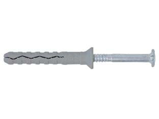 Tassello premontato in nylon bordo svasato con vite zincata bianca tss - ø mm.6x40 vite ø mm.3,8x45 spess.fissaggio mm.10 - tassello in nylon con bordo svasato colore grigio fornito di vite impronta Pozidrive in acciaio classe 5.8 zincata bianca, pr...