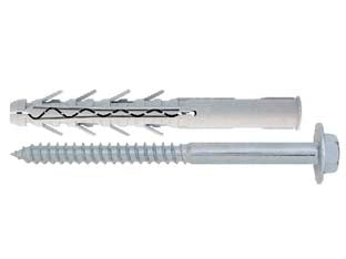 Tassello prolungato in nylon con vite ter zincata bianca tupp - ø mm.16x200 vite ø mm.12x210 spes.fissag.mm.105 - tassello prolungato per fissaggi pesanti in nylon colore grigio fornito di vite TER con rondella integrata ø mm.34 in acciaio...