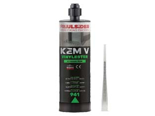 Ancorante chimico vinilestere kem v-vinylester - ml.420 in cartuccia - ancorante chimico vilinestere senza stirene, con certificazione sismica C1, classe di resistenza al fuoco R 120, CE ETA 08/03...