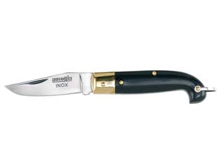 Coltello zuavo lama in acciaio inox con manico finto corno - cm.18 - 23150 - lama in acciaio inox, manico in finto corno ecologico colore nero