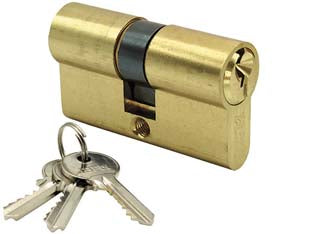 Cilindro infilare sagomato universale ottone lucido 2300/u - mm.60 centrato (30+30) - in dotazione: 3 chiavi, camma universale