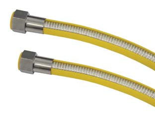 Tubo gas flessibile in acciaio inox con guaina ff - cm.300 - attacco FF 1/2', EN 15266, per allaccio apparecchi domestici alimentati a gas naturale di tipo 2 e gpl