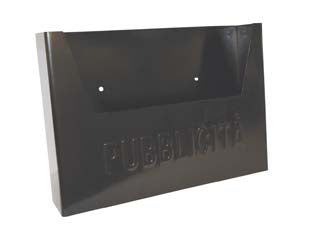 Cassetta raccogli pubblicita in metallo - cm.34x8x25,5h. colore nero - in lamiera elettrozincata, adatta per contenere reclame, destinazione interni/esterni