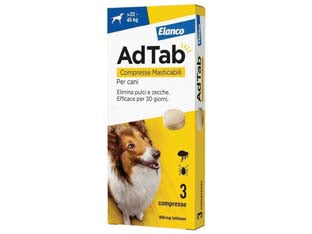 Adtab compresse masticabili per cani kg.22-45 - 3 compresse da mg.900 di lotilaner - elimina pulci e zecche rapidamente, le pulci vengono eliminate prima che possano deporre le uova, efficacia persistente per 1...
