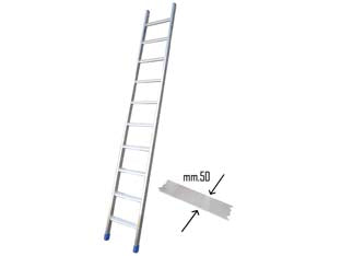 Scala da appoggio pedata larga in alluminio - 14 gr. mont. mm.60x25 cm.410h. Kg.7,50 (AL14) - conforme con il D.Lgs.81/2008 art.113 e il D.Lgs.206/2005 art.2, portata max kg.150, larghezza base di appoggio cm.43, gradin...