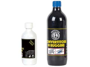 Convertiruggine - lt.1 in flacone - blocca la ruggine definitivamente e la trasforma in uno strato protettivo duro di colore scuro ancorato perfettamente al supp...