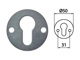 Spessore defender 315a - ø mm.50, spessore mm.2, interfori mm.31 - in acciaio zincato, foro yale, per Atra