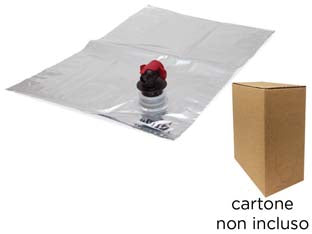 Bag in box sacca con tappo - per cartone lt.3 ns. cod.476058 - sacca realizzata con film metallizzato, utilizzabile sia per olio che per vino, cartone non incluso