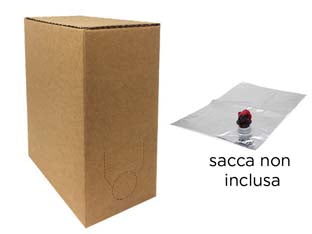 Bag in box cartone avana - per sacca lt.3 ns. cod.476034 - scatola in cartone neutro per bag in box, utilizzabile sia per olio che per vino, sacca non inclusa