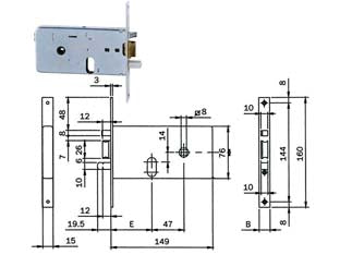 Elettroserratura da infilare per fasce mm.76 h 550 - mm.60, frontale mm.20 (5506020) - scatola e frontale in acciaio zincato, scrocco autobloccante con pistone di carica separato, tensione 12v AC, scatola mm.76h,...