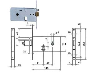 Elettroserratura da infilare per fasce mm.76 h 551 - mm.60, frontale mm.16 (5516010) - scatola e frontale in acciaio zincato, scrocco autobloccante con pistone di carica separato, tensione 12v AC, scatola mm.76h,...