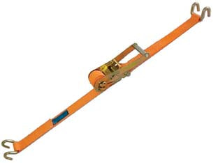 Cinghia mm.50 con fibbia di ancoraggio e cricchetto art.8182s - mt.8.5 - sistemi di ancoraggio a cricchetto LC 2000kg. con gangi a sponda, nastro poliestere (PES), larghezza mm.50