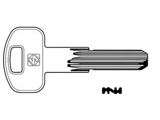 Chiavi punzonate per cilindri securemme 5 spine scm5r - SCM5R - in ottone nichelato, profilo dorsato, per cilindri di sicurezza