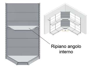 Ripiano in lamiera forato angolo interno verniciato grigio ral 7035 - mm.400 p. - componente per arredamento negozio in acciaio verniciato