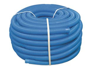 Tubo aspirante corrugato sezionabile colore blu per piscine - ø mm.32 in rotoli da mt.50 sezionabile mt.1 - tubo corrugato in polielene di colore blu, viene utilizzato per filtri e skimmer per la pulizia della superficie dell'acqua d...