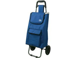 Carrello spesa romano alluminio - cm.41x33x100h. - borsa lt.60 da cm.38x30x62h.. materiale PL 600D, intelaiatura interna pieghevole, ruote EVA+PP mm.200, impugnatura ABS, strut...
