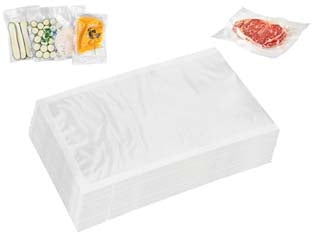 Buste per sottovuoto per alimenti - cm.20x30 conf.in busta da pz.50 - materiale polietilene e nylon, peso g/mq.190, utilizzo con macchine sottovuoto, uso alimentare