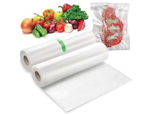 Buste sottovuoto per alimenti in rotolo - cm.30x6 mt. in confezione da 2 rotoli - materiale polietilene e nylon, peso g/mq.190, utilizzo con macchine sottovuoto, uso alimentare