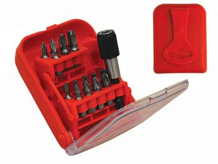 Inserti con astuccio in plastica - assortimento 17 pz. totali - assortimento inserti mm.25, acciaio cromo vanadio, composizione: PH0, PH1, PH2, PH3, T3, T4, T5, TX10, TX15, TX20, TX25, TX30...