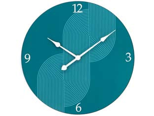 Orologio muro anni 70 - ø cm.30 - MDF truciolare, decoro stampato, gancio per appendere, alimentazione 1 pila AA non inclusa