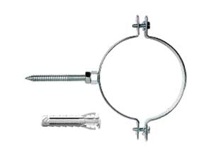 Collarini in acciaio zincato cpe-sl v - ø mm.140 - collarini zincati per tubi in PE e PVC completi di doppia vite M10 e tassello SX PLUS 12, in busta da pz.10