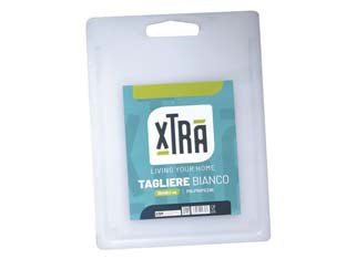 Tagliere in polipropilene bianco - cm.20x30 - spessore cm.0,4 - scanalatura per raccolta liquidi, maniglia ergonomica
