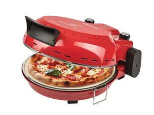 Forno pizza fp50 Ø cm.31 1800w - colore rosso - termostato regolabile fino a 420°, timer 30 minuti con segnale acustico, piatto in pietra refrattaria ø cm.31, pietra staccab...