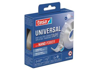 Nastro biadesivo trasparente nano power 55810 - mm.30h. in rotoli da mt.3 - nastro versatile: può essere utilizzato per decorare, organizzare e fissare gli oggetti, per uso in ambienti interni ed ester...