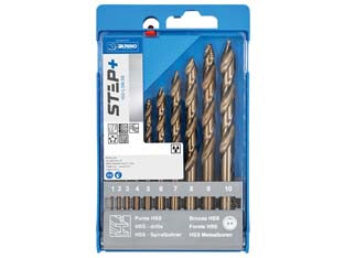 Punte hss-g rettificate step+ in set da pezzi 10 - in astuccio plastica, contiene 10 punte HSS-G rettificate STEP+ per metallo:, ø da mm.1 a 10 (incremento di mm.1), la special...