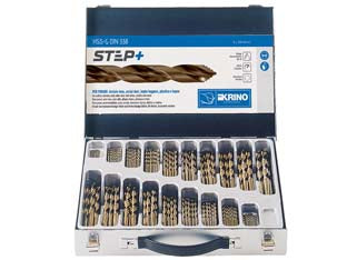Valigetta punte hss-g rettificate step + in set da 116 pezzi - mm.330x240x55 - valigetta in metallo, contiene 116 punte HSS step+ per metallo:, ø mm.1-1,5-2-2,5-3-3,5-4-4,5-5-5,5-6-6,5-7-7,5-8-8,5-9-9,5-1...