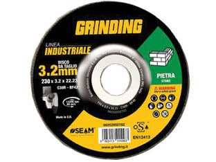Dischi da taglio per pietra e mat.edilizio Ø mm.230 linea industriale - ø mm.230x3,2 foro 22,2 da taglio per pietra - abrasivo al carburo di silicio, taglio su cemento, mattoni, pietra, lunga durata