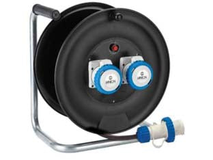 Avvolgicavo elettrico da cantiere universale 2prese mt30 linea garanti - mt.30 14626 - spina industriale blu 2P+T 16A IP67, 2 prese industriali blu 2P+T 16A IP55, con disgiuntore termico, cavo mt.30 3G2,5 H07RN-...