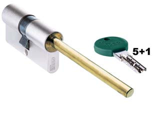 Cilindro europeo doppio profilo r700 per pomolo 82r76 - mm.70 decentrato (30+40) (82R76D0409C.H526) - corpo nichelato, versione meccanica, fino a 14 pin di codifica, dispositivi anti-trapano su entrambe le estremità del corpo d...