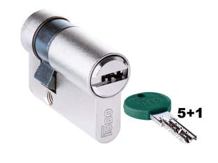 Mezzo cilindro europeo doppio profilo r700 82r70 - mm.40 (30x10) (82R7030109C.H526) - corpo nichelato, versione meccanica, fino a 14 pin di codifica, dispositivi anti-trapano su entrambe le estremità del corpo d...