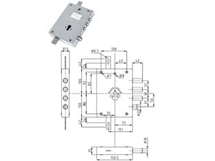 Serratura triplice applicare cil. europeo con scrocco blind. heavy - mm.73 (IMB NE43 7) reversibile in busta - serrature per porte blindate serie HEAVY con scrocco azionato da quadro maniglia e con entrata chiave, mezzogiro reversibile,...