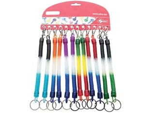 Portachiavi moschettone estensibile con anello pz.12 (avk7185) - mm.45x15 - colori assortiti