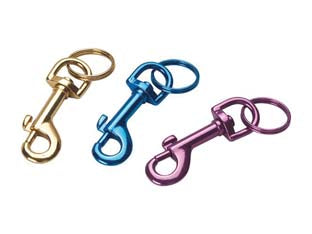 Portachiave moschettone alluminio con anello pz.12 (avk7104) - mm.70x15 - 3 colori assortiti